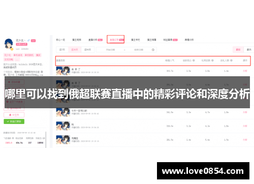 哪里可以找到俄超联赛直播中的精彩评论和深度分析