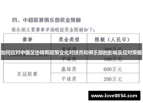如何应对中国足协降薪政策变化对球员和俱乐部的影响及应对策略