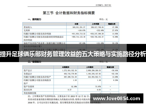 提升足球俱乐部财务管理效益的五大策略与实施路径分析
